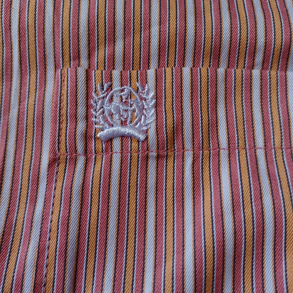 Cinch Women's Pink Striped Button Down Shirt with Floral Trim - Picture 2 of 9